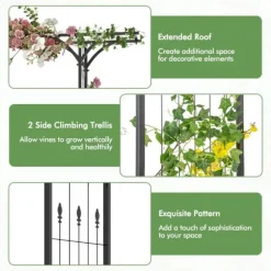 Trädgårdsport, 6.5x1.7x6.8 ft, Svart