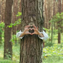 Trädgårdsprydnad, Trädansikte Dekoration, 8.5x12.5x2 cm, Beige