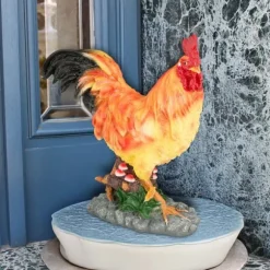 Trädgårdsprydnad, Tupp, 34x30x11 cm, Brun