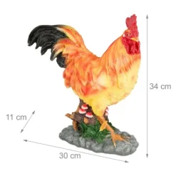 Trädgårdsprydnad, Tupp, 34x30x11 cm, Brun