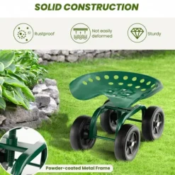 Trädgårdsrullande arbetsstol, 47×30×28 cm, Grön