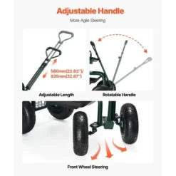 Trädgårdssits med hjul, 81x48x69 cm, Grön, Justerbar höjd Förvaring