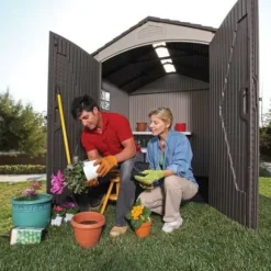 Trädgårdsskjul - LIFETIME - Landemrak - 2,13 x 2,13 m - Resin - Dubbel dörr