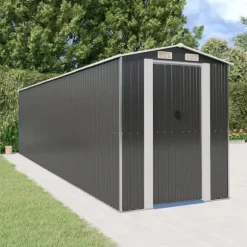 Trädgårdsskjul antracit 192x772x223 cm galvaniserat stål