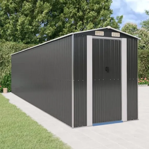 Trädgårdsskjul antracit 192x772x223 cm galvaniserat stål