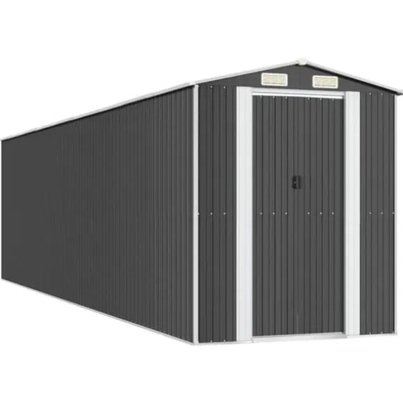 Trädgårdsskjul antracit 192x772x223 cm galvaniserat stål
