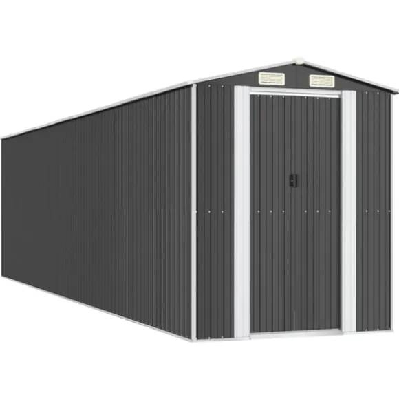Trädgårdsskjul antracit 192x772x223 cm galvaniserat stål