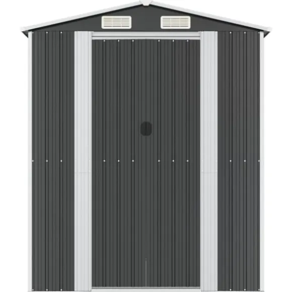 Trädgårdsskjul antracit 192x772x223 cm galvaniserat stål