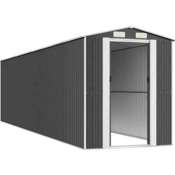 Trädgårdsskjul antracit 192x772x223 cm galvaniserat stål