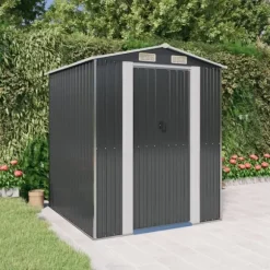 Trädgårdsskjul antracit 192x191x223 cm galvaniserat stål
