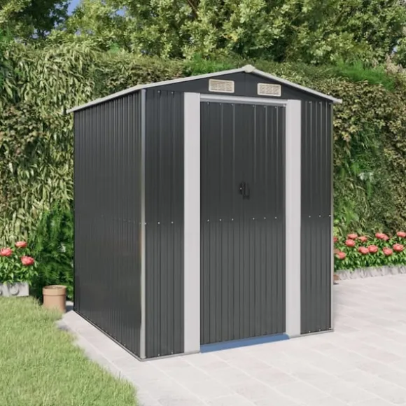 Trädgårdsskjul antracit 192x191x223 cm galvaniserat stål