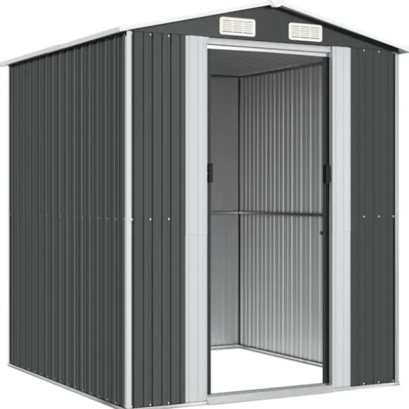 Trädgårdsskjul antracit 192x191x223 cm galvaniserat stål