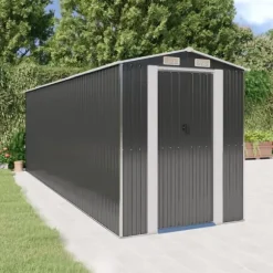 Trädgårdsskjul antracit 192x606x223 cm galvaniserat stål