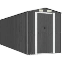 Trädgårdsskjul antracit 192x606x223 cm galvaniserat stål