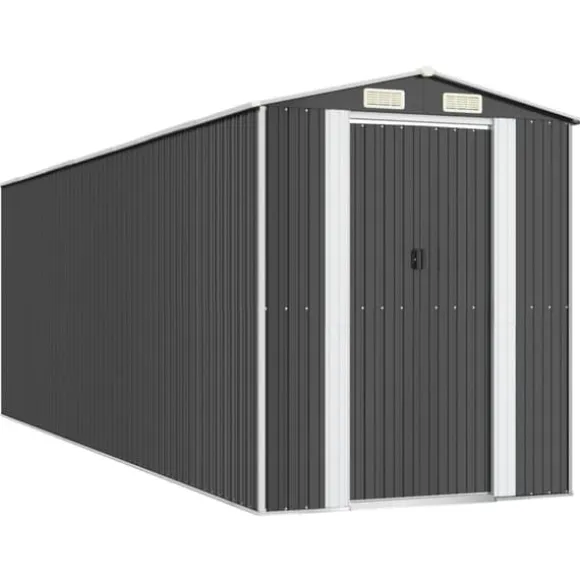 Trädgårdsskjul antracit 192x606x223 cm galvaniserat stål