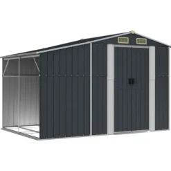 Trädgårdsskjul antracit 277x192,5x179 cm galvaniserat stål