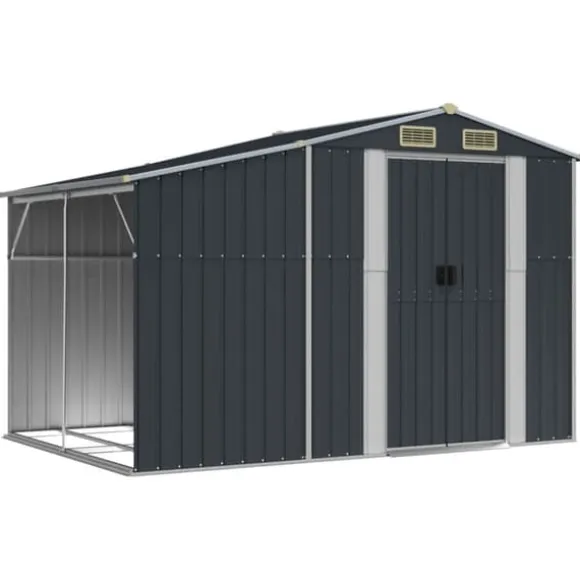 Trädgårdsskjul antracit 277x192,5x179 cm galvaniserat stål