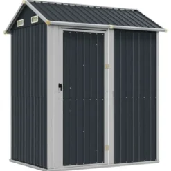 Trädgårdsskjul antracit 192x152,5x237 cm galvaniserat stål