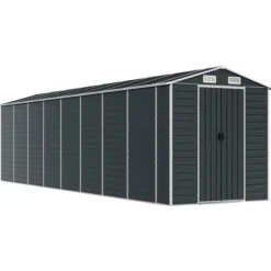 Trädgårdsskjul antracit 191x725x198 cm galvaniserat stål