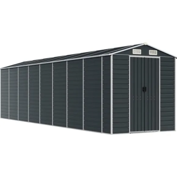 Trädgårdsskjul antracit 191x725x198 cm galvaniserat stål