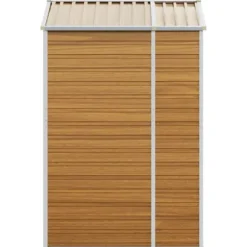 Trädgårdsskjul av galvaniserat stål - Utomhusförvaring | Färg: Ljusbrun | Storlek: 191x130x198 cm