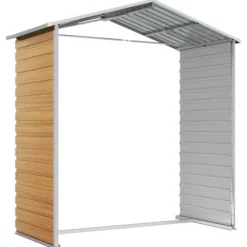 Trädgårdsskjul av galvaniserat stål - Utomhusförvaring | Färg: Ljusbrun | Storlek: 191x130x198 cm