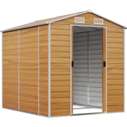 Trädgårdsskjul av galvaniserat stål - Förvaringslösning för verktyg | Färg: Ljusbrun | Storlek: 191x215x198 cm