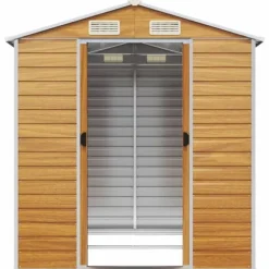 Trädgårdsskjul av galvaniserat stål - Förvaringslösning för verktyg | Färg: Ljusbrun | Storlek: 191x215x198 cm