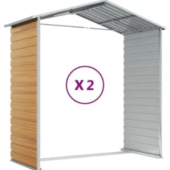 Trädgårdsskjul av galvaniserat stål - Förvaringslösning för verktyg | Färg: Ljusbrun | Storlek: 191x215x198 cm