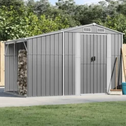 Trädgårdsskjul av galvaniserat stål | Färg: Grå | Storlek: 277x192,5x179 cm