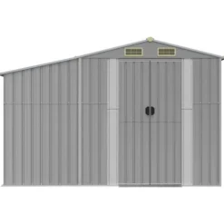 Trädgårdsskjul av galvaniserat stål | Färg: Grå | Storlek: 277x192,5x179 cm