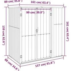 Trädgårdsskjul av galvaniserat stål för förvaring | Färg: Antracit | Storlek: 161x89x161 cm