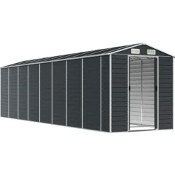 Trädgårdsskjul av galvaniserat stål - Hållbart och rymligt | Färg: Antracit | Storlek: 191x725x198 cm