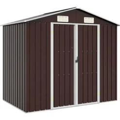 Trädgårdsskjul brun 205x129x183 cm galvaniserat stål