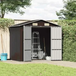 Trädgårdsskjul brun 205x129x183 cm galvaniserat stål