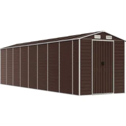Trädgårdsskjul brun 191x725x198 cm galvaniserat stål