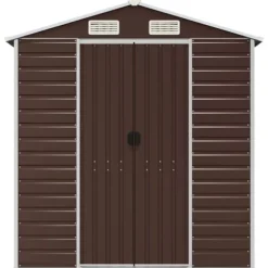 Trädgårdsskjul brun 191x725x198 cm galvaniserat stål