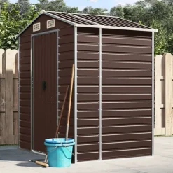 Trädgårdsskjul brun 191x130x198 cm galvaniserat stål