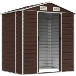 Trädgårdsskjul brun 191x130x198 cm galvaniserat stål