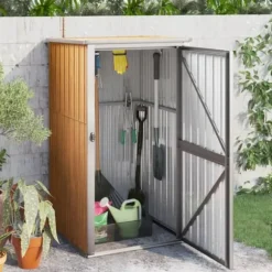 Trädgårdsskjul brun 88x89x161 cm galvaniserat stål - Redskapsbod - Redskapsbodar - Home & Living