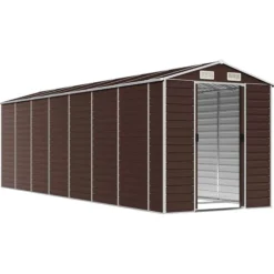 Trädgårdsskjul brun 191x640x198 cm galvaniserat stål