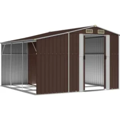 Trädgårdsskjul brun 277x279x179 cm galvaniserat stål