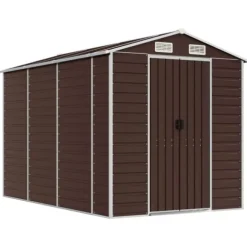 Trädgårdsskjul brun 191x300x198 cm galvaniserat stål