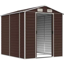 Trädgårdsskjul brun 191x215x198 cm galvaniserat stål