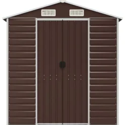 Trädgårdsskjul brun 191x215x198 cm galvaniserat stål