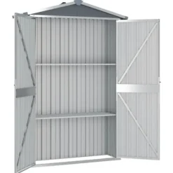 Trädgårdsskjul grå 116x45x175 cm galvaniserat stål - Trädgårdsbord - Trädgårdsskjul - Home & Living