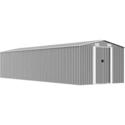 Trädgårdsskjul grå 257x990x181 cm galvaniserat stål