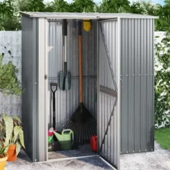 Trädgårdsskjul grå 180,5x97x209,5 cm galvaniserat stål