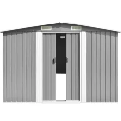 Trädgårdsskjul grå 257x990x181 cm galvaniserat stål - Trädgårdsskjul - Utomhusskjul - Home & Living