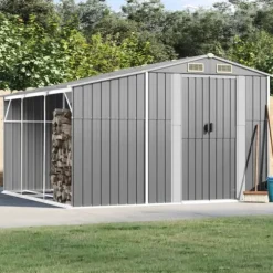 Trädgårdsskjul grå 277x279x179 cm galvaniserat stål